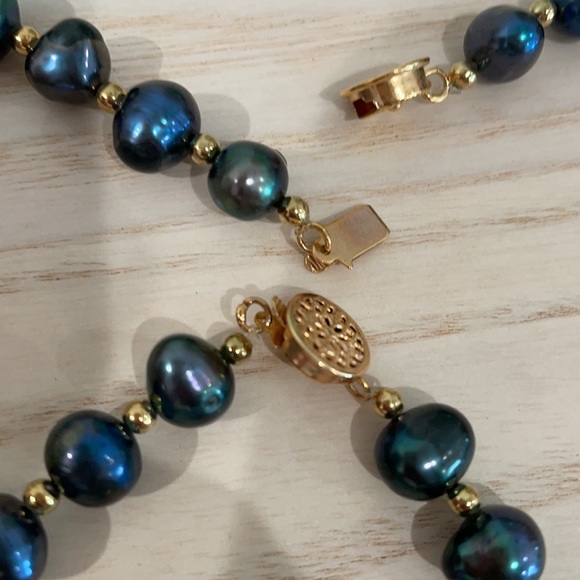 Black Pearl Set Necklace and Bracelet Gold fill beads - Picture 4 of 4
